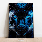 Blue Neon Panther | Fierce Jungle Cat Wall Art Print - A4 – 21x29cm (8x12’’) - Print